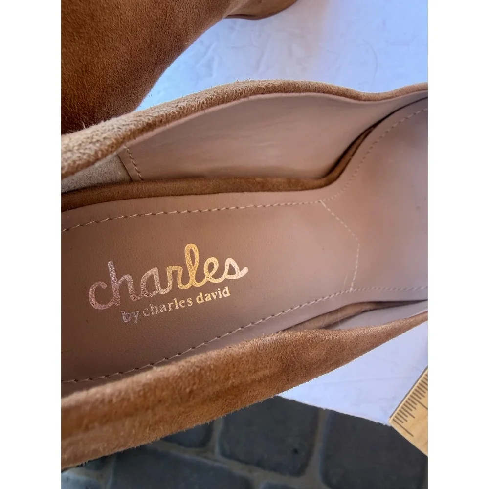 Charles David Charles Tan Light Brown Suede Pointed Toe Stiletto Heel Pumps 8M - Picture 8 of 10